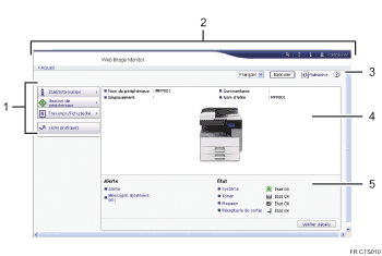 Illustration de l'écran du navigateur Web avec légende numérotée