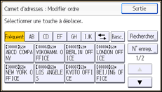 Illustration de l'écran du panneau de commande