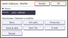Illustration de l'écran du panneau de commande
