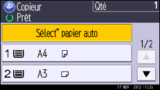Illustration de l'écran du panneau de commande