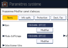 Illustration de l'&eacute;cran du panneau de commande