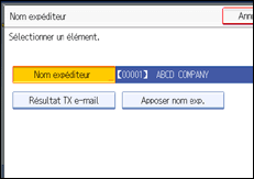 Illustration de l'écran du panneau de commande