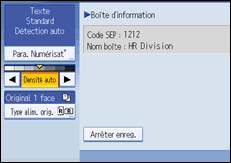 Illustration de l'écran du panneau de commande