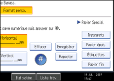 Illustration de l'écran du panneau de commande.