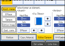 Illustration de l'écran du panneau de commande.