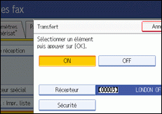Illustration de l'&eacute;cran du panneau de commande