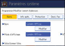 Illustration de l'&eacute;cran du panneau de commande