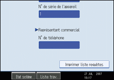 Illustration de l'écran du panneau de commande