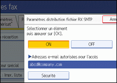 Illustration de l'&eacute;cran du panneau de commande
