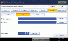 Illustration de l'écran du panneau de commande