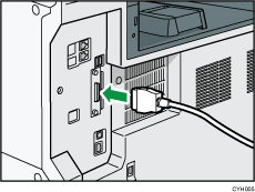 Illustration of connecting the IEEE 1284 interface cable