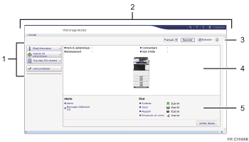 Illustration de l'écran du navigateur Web avec légende numérotée