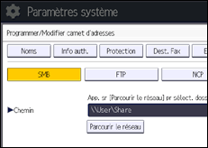Illustration de l'écran du panneau de commande