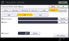 Illustration de l'écran du panneau de commande