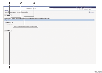 Illustration de l'écran du navigateur Web avec légende numérotée