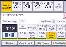 Illustration de l'écran du panneau de commande