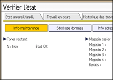 Illustration de l'écran du panneau de commande
