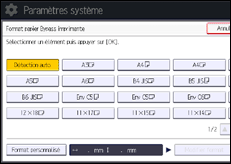 Illustration de l'écran du panneau de commande