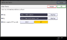 Illustration de l'écran du panneau de commande