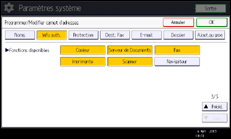 Illustration de l'écran du panneau de commande