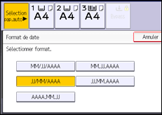 Illustration de l'écran du panneau de commande