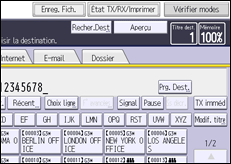 Illustration de l'écran du panneau de commande