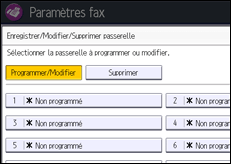 Illustration de l'écran du panneau de commande