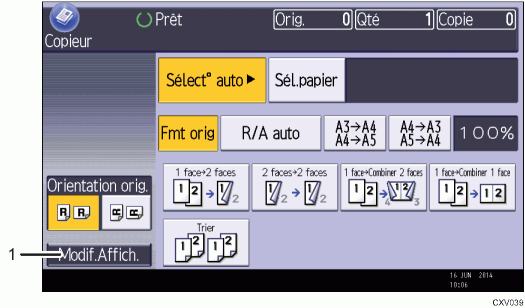 Illustration numérotée du panneau de commande