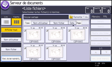 Illustration de l'écran du panneau de commande