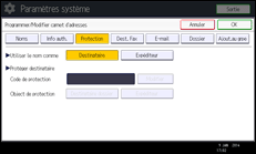 Illustration de l'écran du panneau de commande