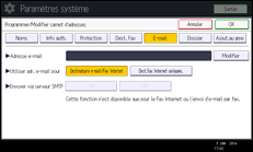 Illustration de l'écran du panneau de commande