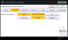 Illustration de l'écran du panneau de commande