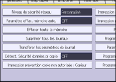 Illustration de l'écran du panneau de commande