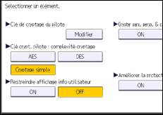 Illustration de l'écran du panneau de commande