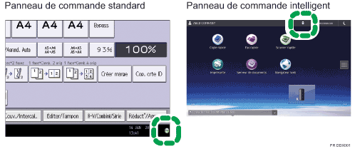 Illustration de l'écran du panneau de commande