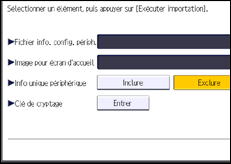 Illustration de l'écran du panneau de commande