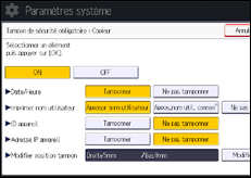 Illustration de l'écran du panneau de commande