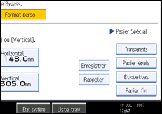 Illustration de l'écran du panneau de commande.