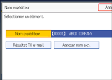 Illustration de l'&eacute;cran du panneau de commande