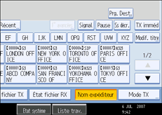 Illustration de l'&eacute;cran du panneau de commande