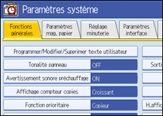 Illustration de l'&eacute;cran du panneau de commande