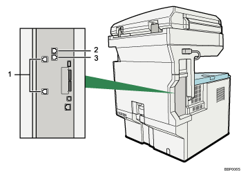 illustration du raccordement de la ligne t&eacute;l&eacute;phonique (illustration avec l&eacute;gende num&eacute;rot&eacute;e)