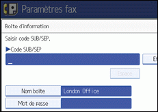 Illustration de l'&eacute;cran du panneau de commande
