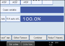 Illustration de l'écran du panneau de commande