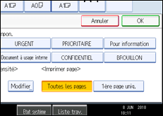Illustration de l'&eacute;cran du panneau de commande