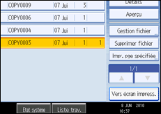 Illustration de l'&eacute;cran du panneau de commande