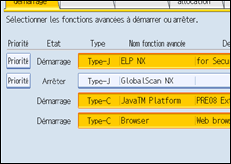 Illustration de l'&eacute;cran du panneau de commande