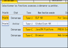 Illustration de l'&eacute;cran du panneau de commande
