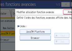 Illustration de l'&eacute;cran du panneau de commande