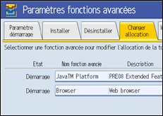 Illustration de l'&eacute;cran du panneau de commande